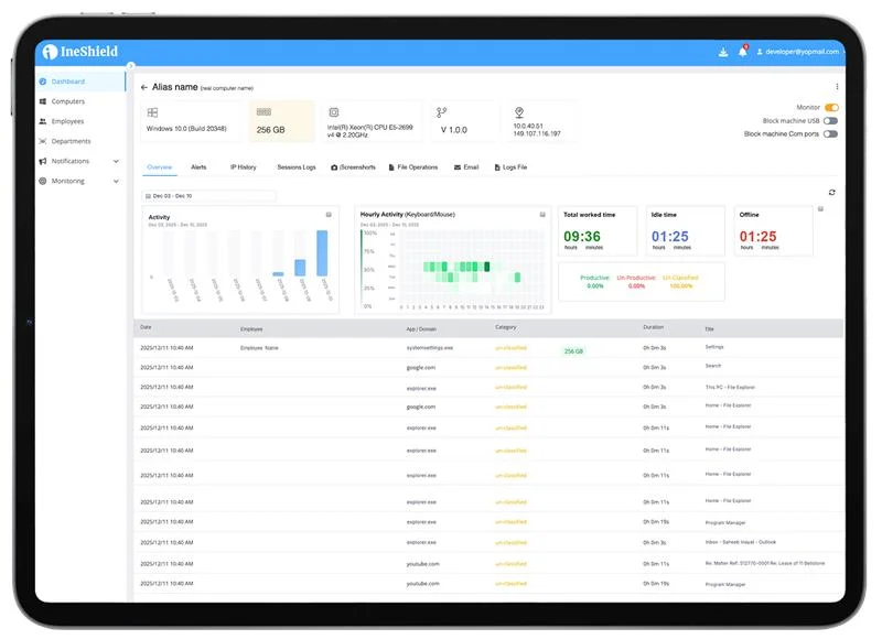 Axionac analytics on a tablet